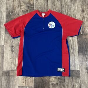 VTG Hardwood Classics Philadelphia 76ers XL 1/4 Zip Short Sleeve Shooting Shirt